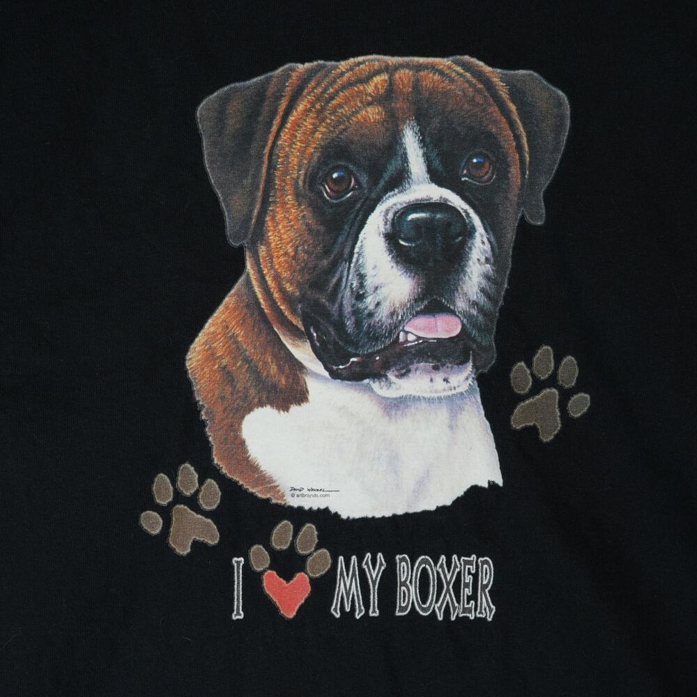 I Love My Boxer Dog Long Sleeve T-Shirt Adult L Anvil Tag David Wenzel Graphic